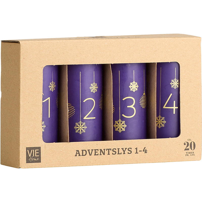 Vie Home Adventslys 4-pk 11 cm 1-4 lilla