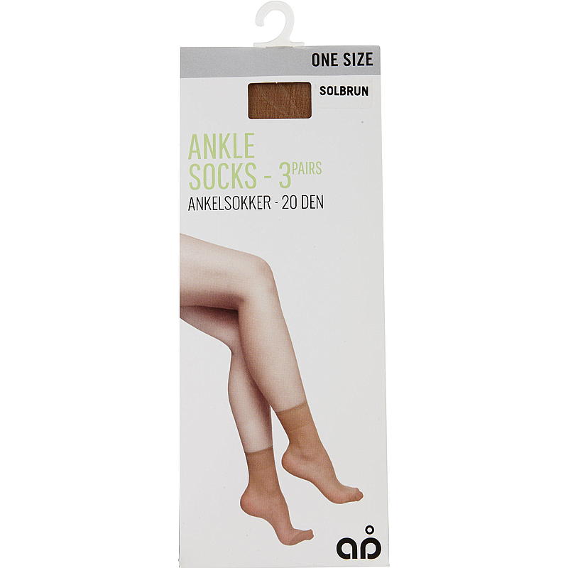 Aå Ankelsokk 3-pk Tan, 20 den