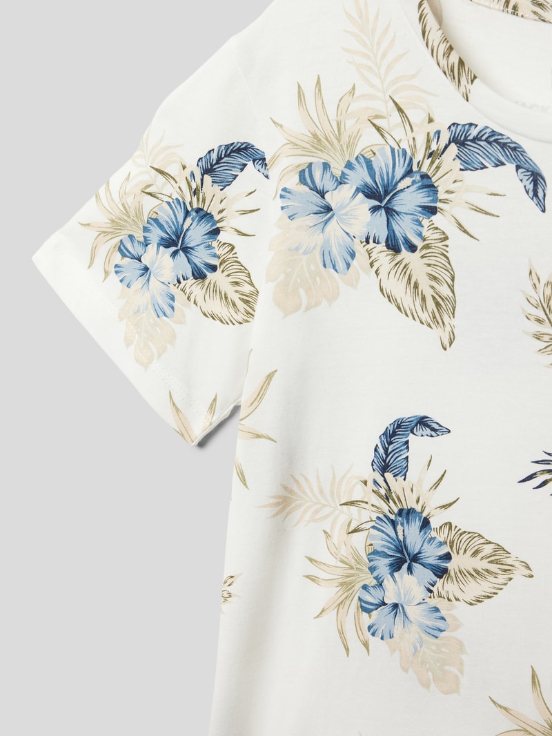 T-Shirt mit floralem Muster in offwhite