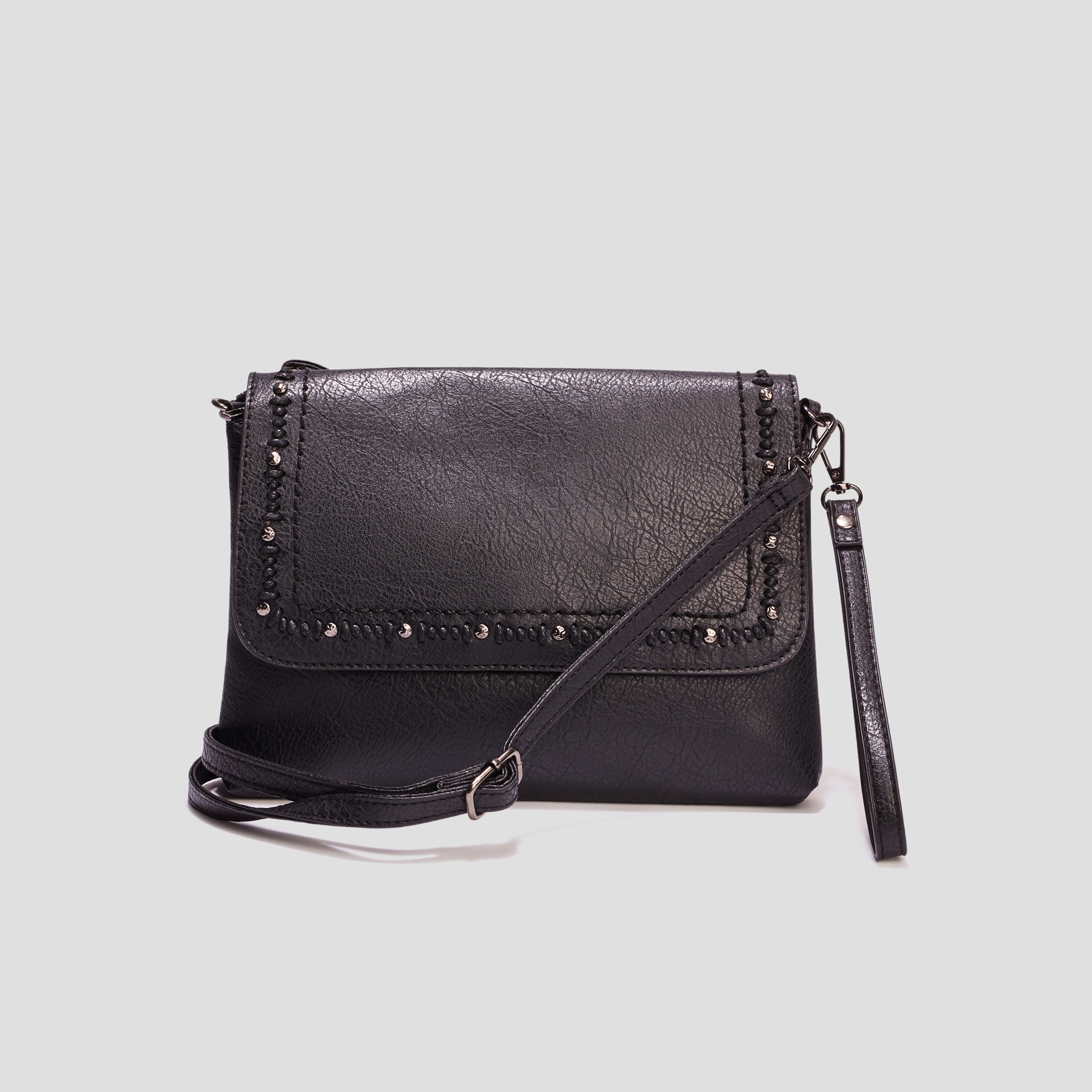 Sac bandoulière à clous noir femme | La Halle
