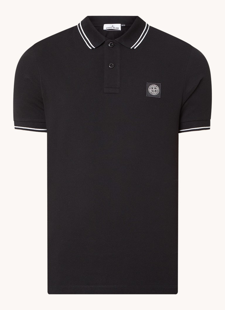 Stone Island 2SC18 pieguļošs polo krekls no organiskas pikē kokvilnas ar logotipu