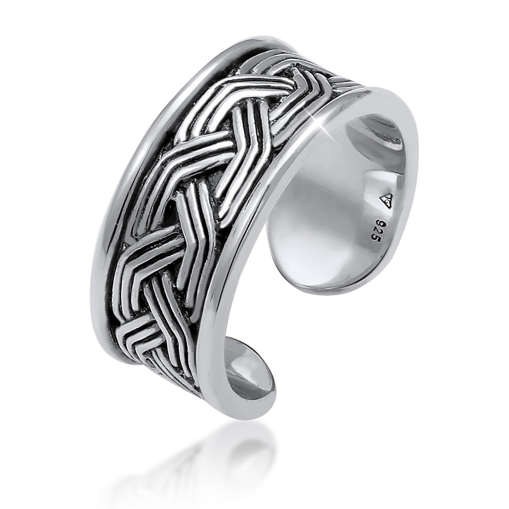 KUZZOI KUZZOI Bague Hommes bande ornement design ouvert en argent sterling 925 Bague