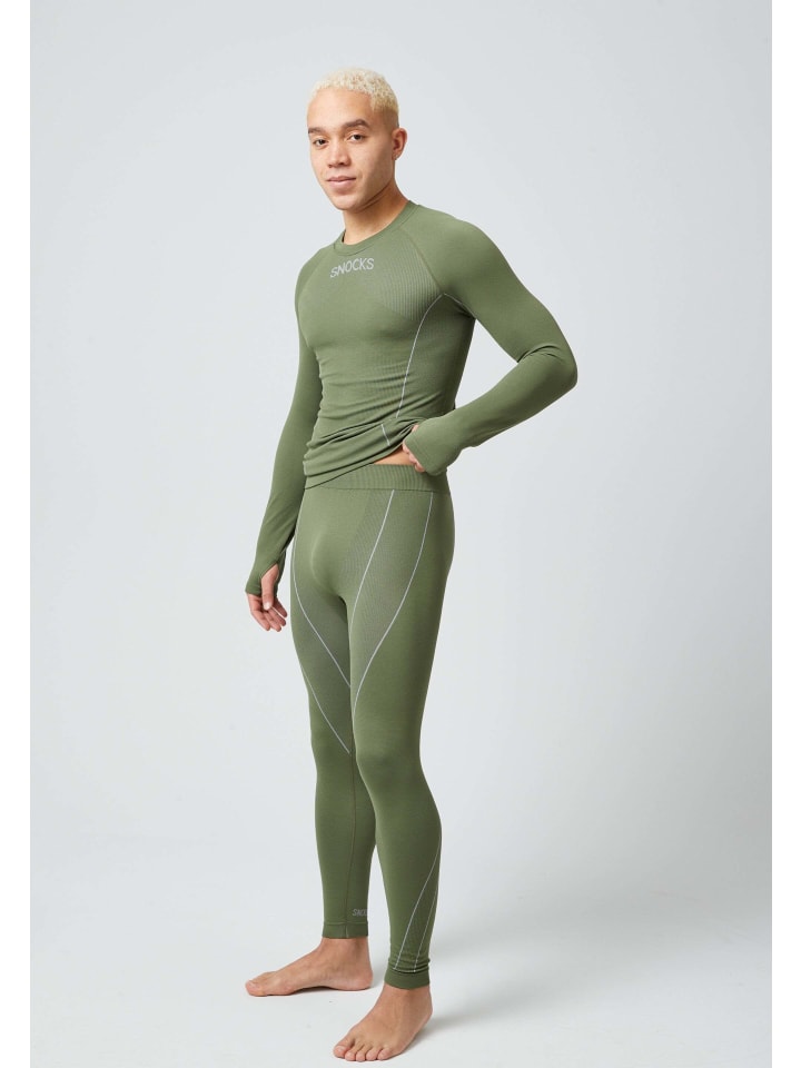 SNOCKS Thermounterwäsche mit Daumenloch 1 Set in Olive günstig kaufen