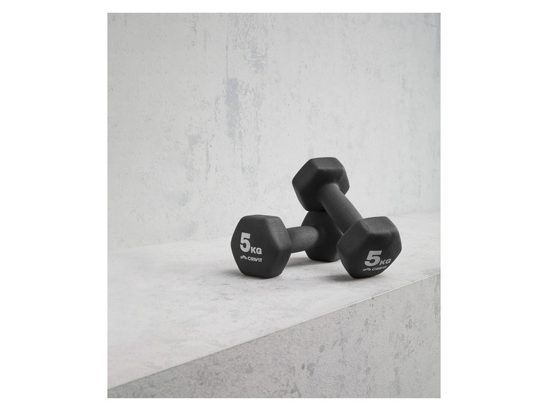 CRIVIT Kurzhantel-Set, 2 x 5 kg, vielseitig einsetzbar (Achtungs LV: OSBE/NL/CZ/PL/SK/FR)