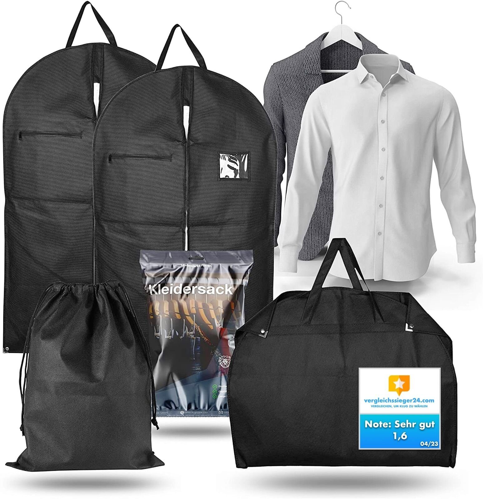 TK Gruppe Kleiderschutzhülle Kleidersack Set - 2x Kleiderhüllen inkl. 1x Wäschesack (3 St)