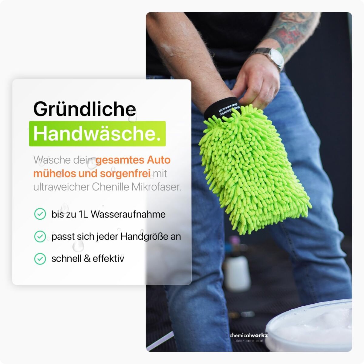 chemicalworkz Chenille Wash Mitt Grün