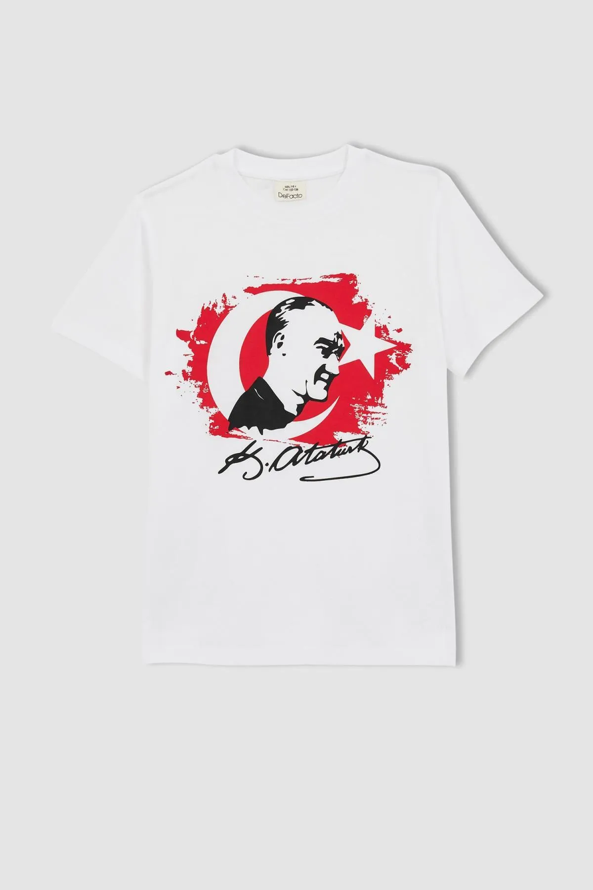 DeFacto  Jungen T-Shirt mit Atatürk-Aufdruck, kurzärmelig, weiß, Z5403a623sm