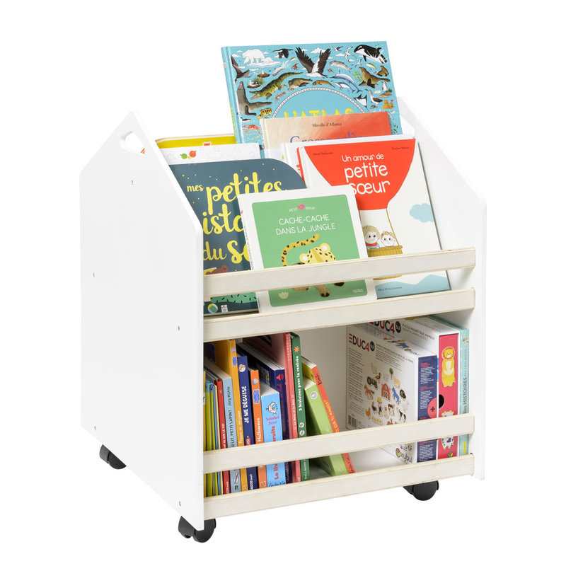 Bibliothèque à roulettes maison blanc Oxybul