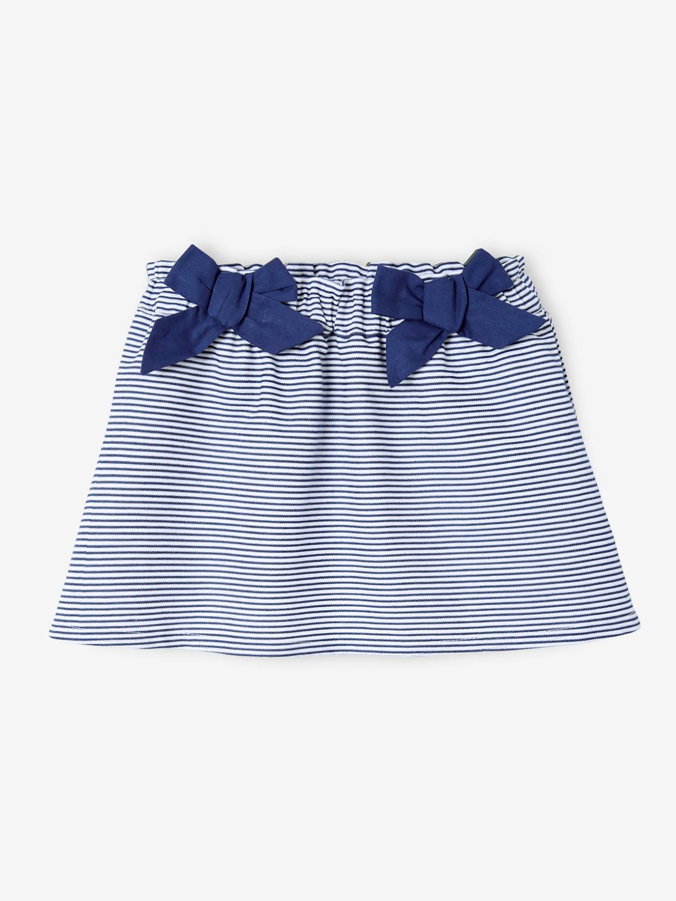 Jupe en tissu ottoman bébé ample bleu royal rayé