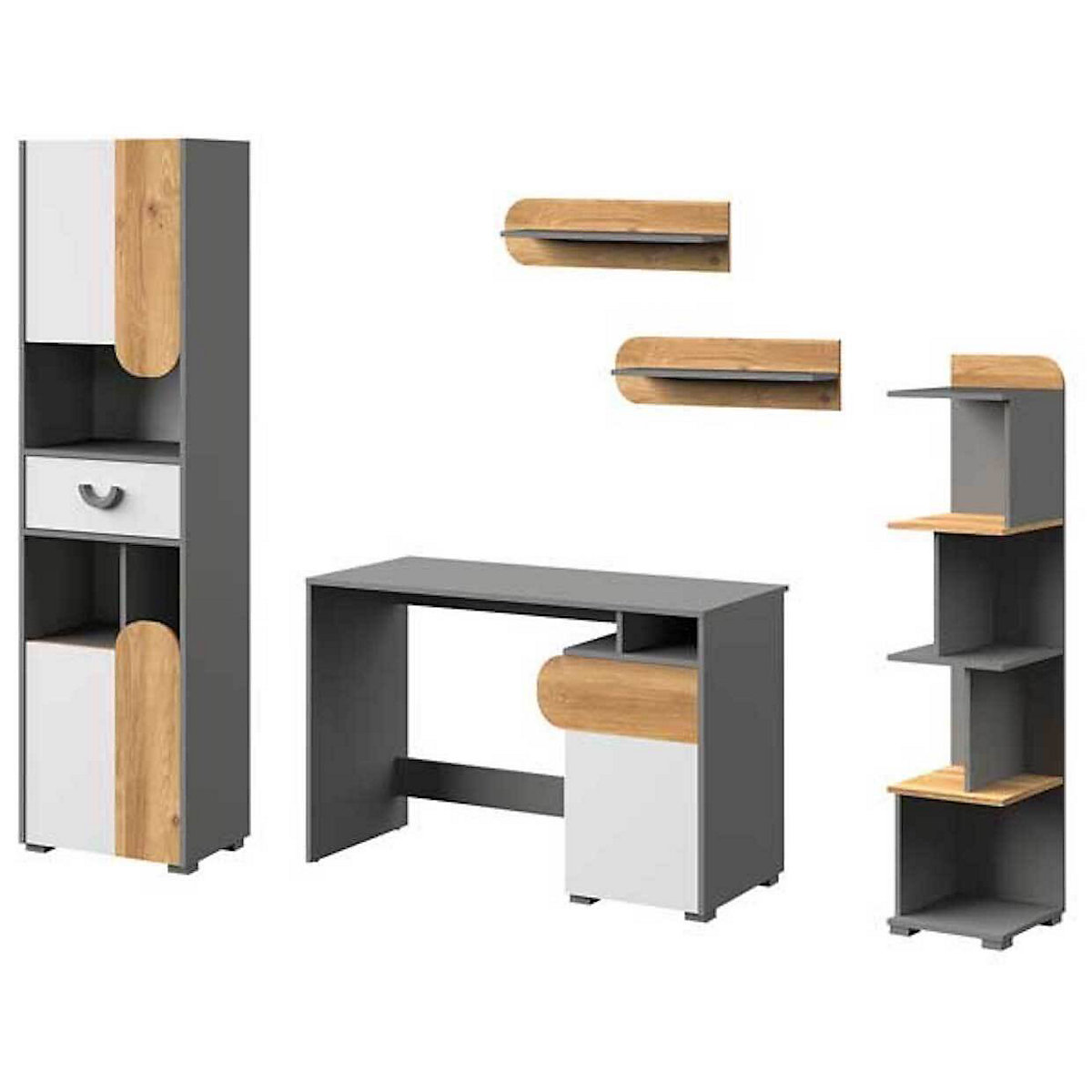 Jugendzimmer-Set komplett Carina 5-teilig 3-türig mit 1 Schublade