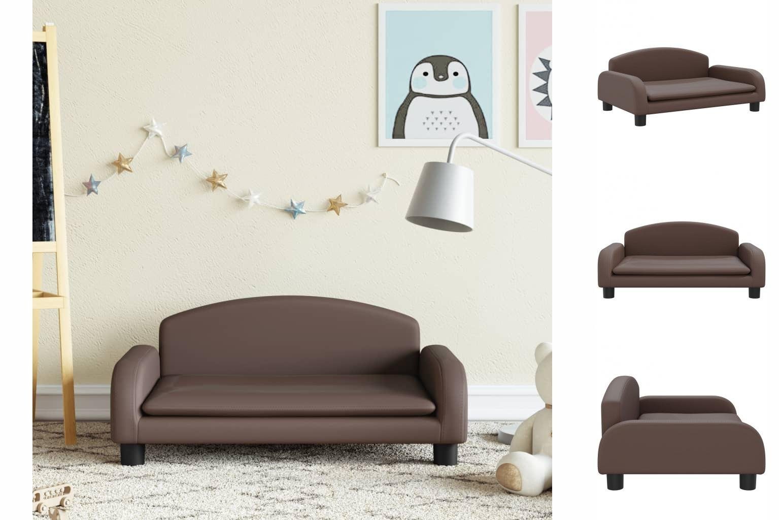vidaXL Kindersofa Kindersofa Braun 70x45x30 cm Kunstleder Kindercouch Kindermöbel Kinder