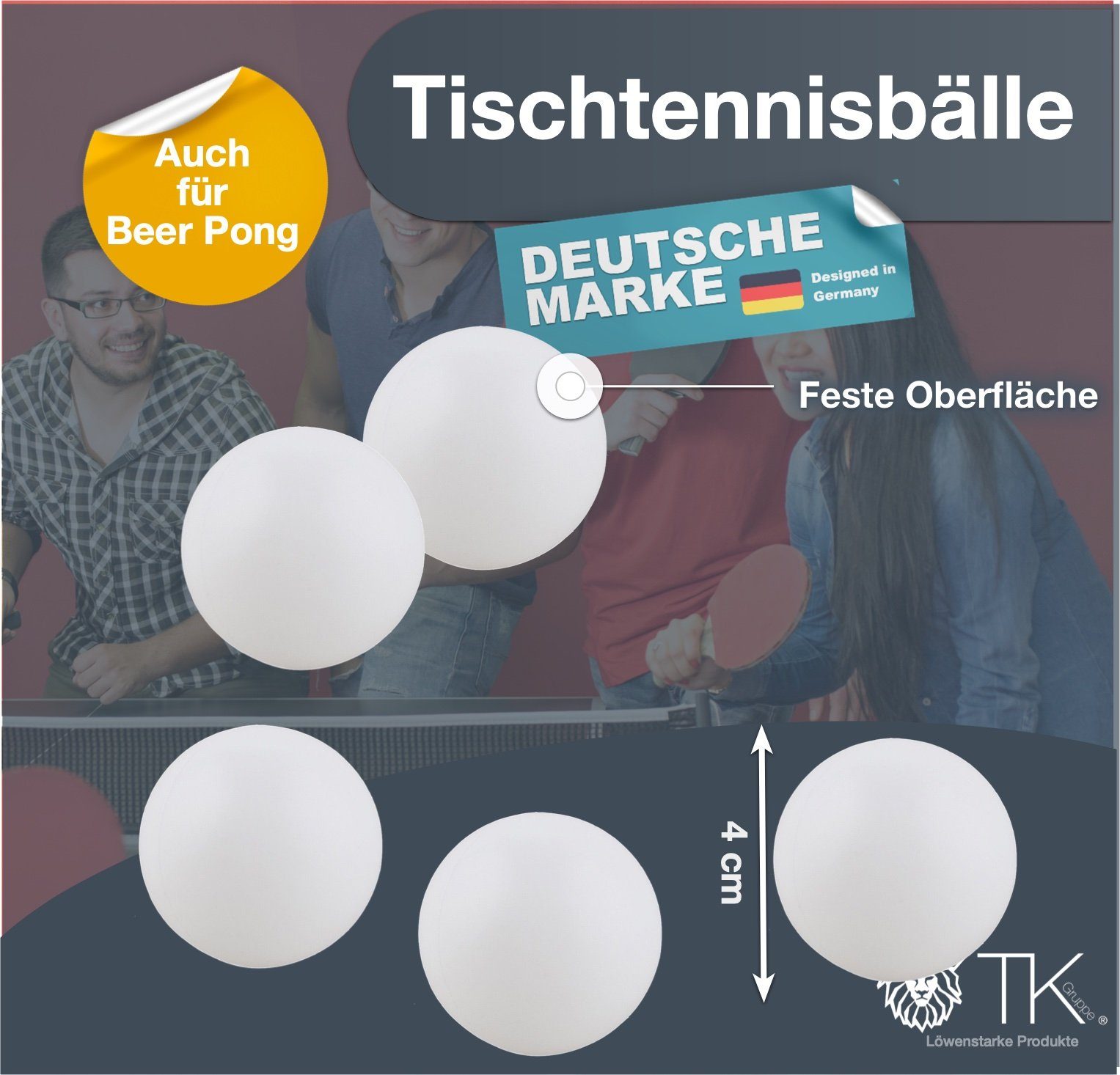 TK Gruppe Tischtennisball 48x Tischtennisbälle Bälle weiß Set 40 mm PingPong für Training