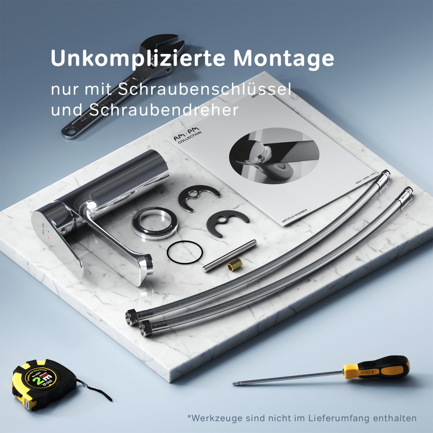 AM.PM Waschtischarmatur Waschbeckenarmatur Wasserhahn Bad Badarmatur Mischbatterie Waschbecken (in 2 Auslaufhöhen/ mit/ohne Klick-Ablaufgarnitur, 1-St., Mischbatterie) geräuscharme keramische Kartusche, Badezimmer Badarmatur