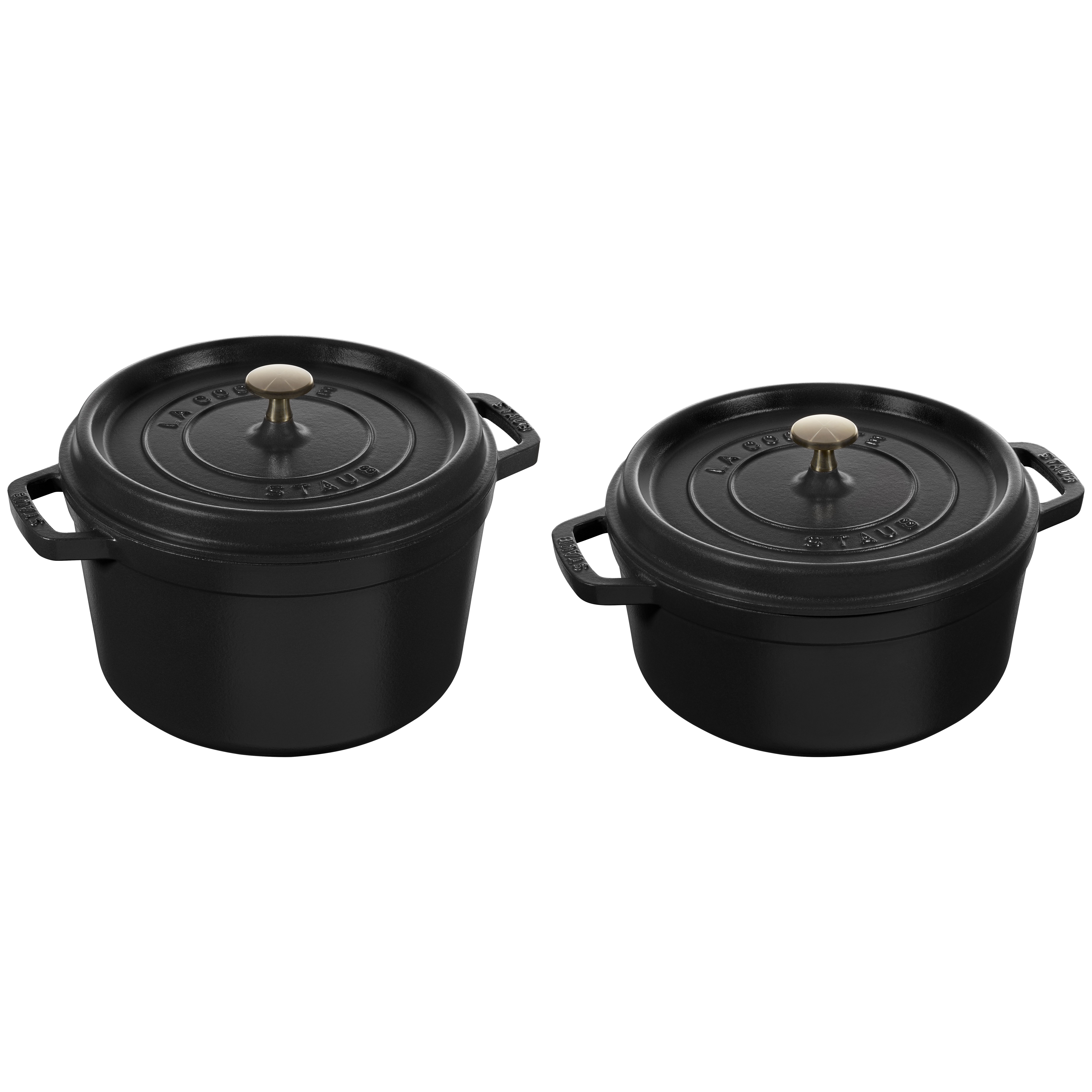 Cocotte tief 24 cm, rund, Schwarz, Gusseisen