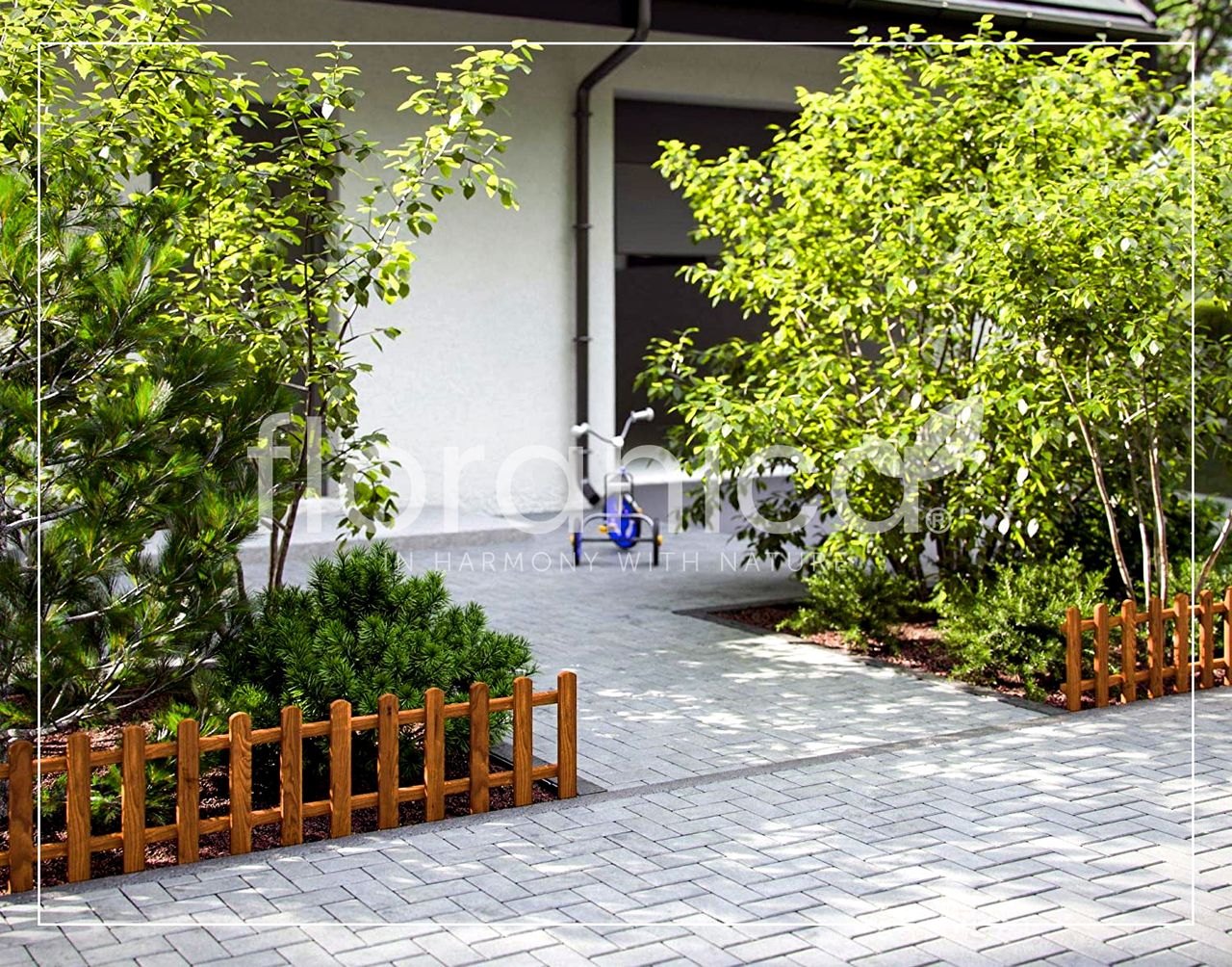 Pemicont Floranica Vorgarten Gartenzaun aus Holz Vampir 1 STK 104cm Höhe 40cm Braun Imprägnierter Kiefernholzzaun Dekorative Steckzaun für Blumenbeete Gemüsebeete Wegeinfassungen Tierauslauf