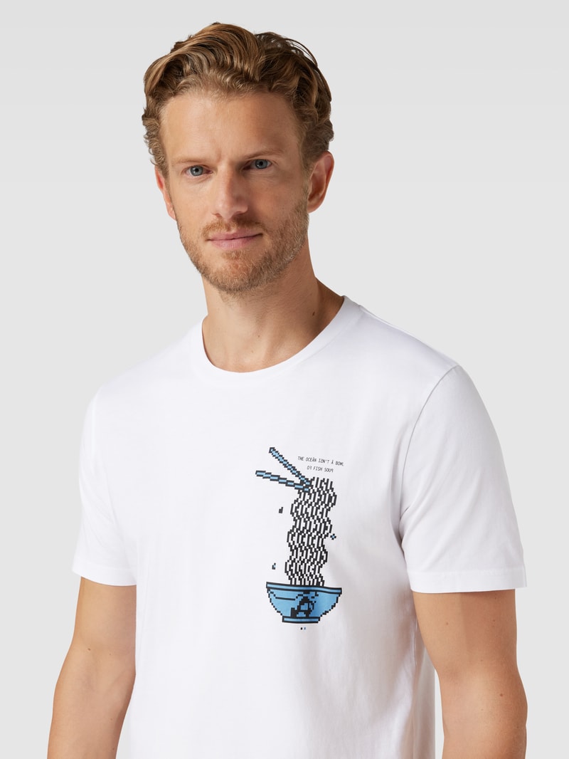 T-Shirt mit Statement-Print Modell 'JAAMES' in weiß