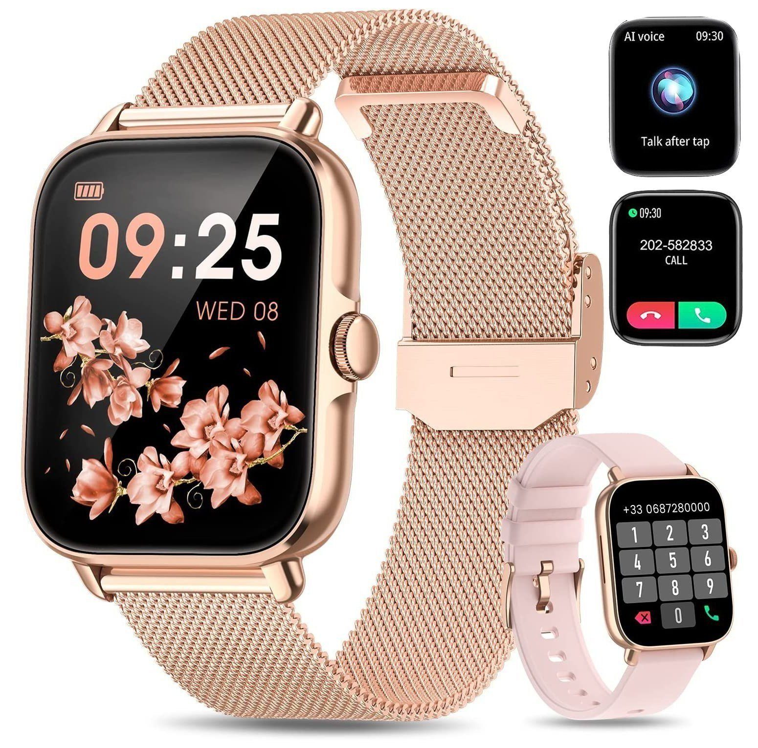 Mutoy Smartwatch, Damen Herren Smartwatch, Fitness Tracker Uhr Smartwatch (Fitnessuhr mit Telefonfunktion,Smartwatch Fitness Tracker Uhr IP67 Wasserdicht,1.7