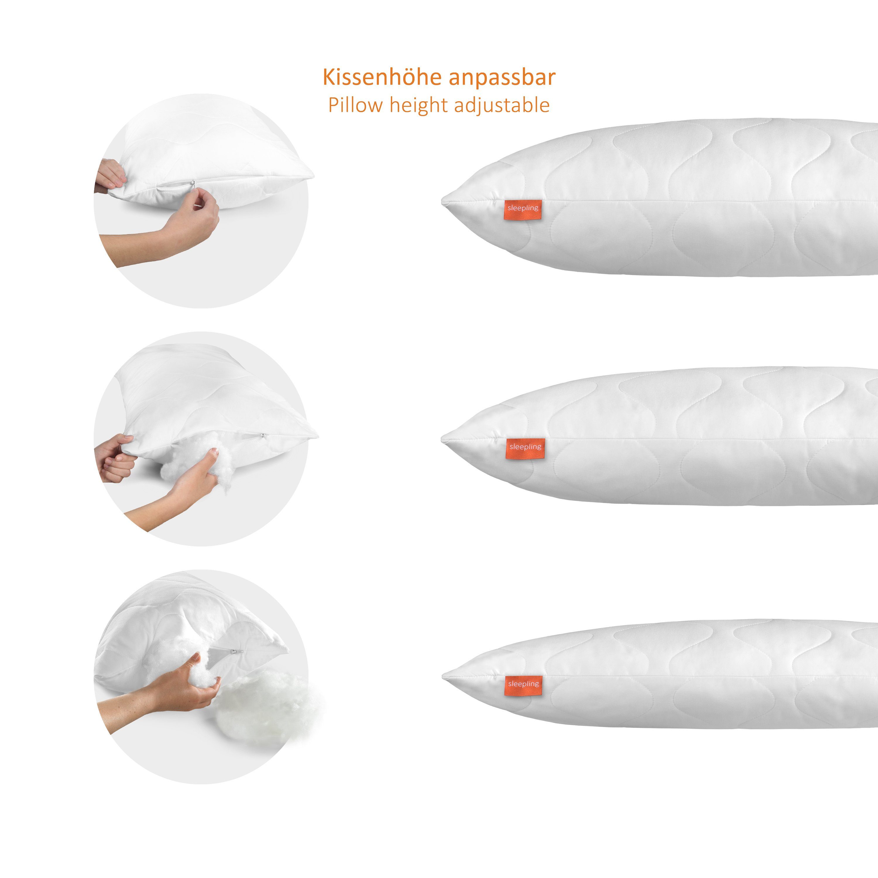 sleepling Seitenschläferkissen Seitenschläferkissen Stillkissen Bodypillow, Füllmengengarantie