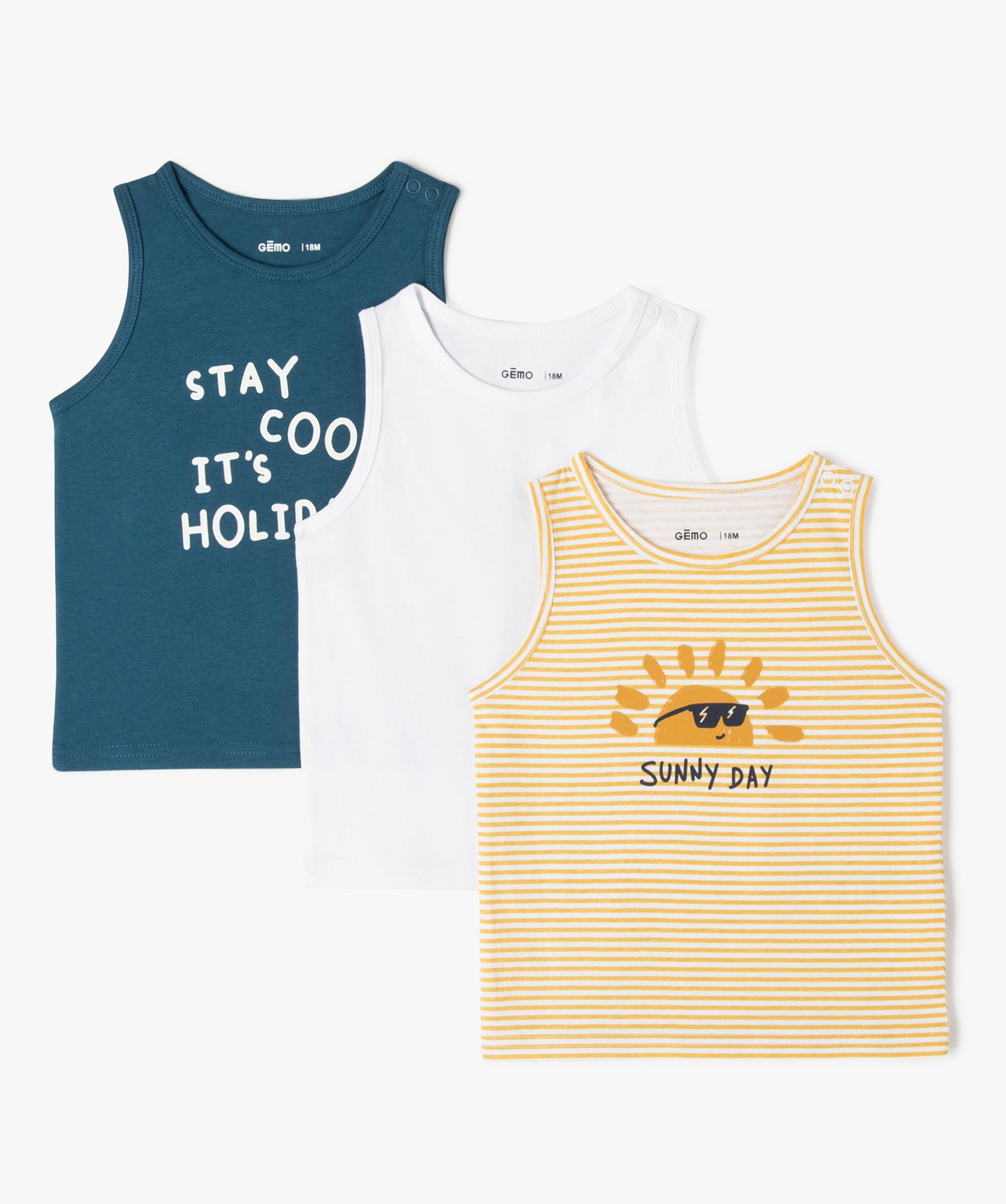 Débardeur bébé Garçon imprimé (lot de 3) jaune | GEMO
