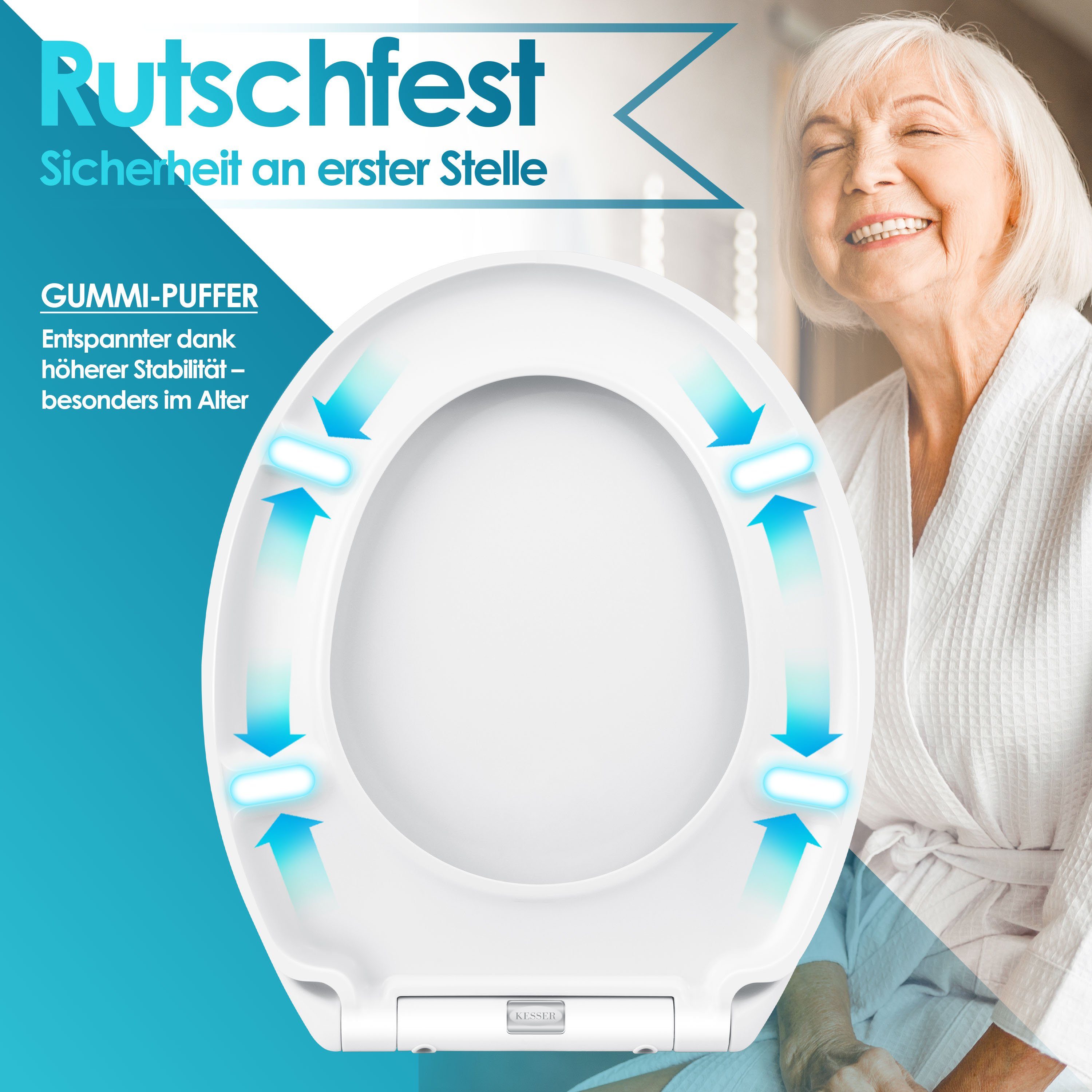 KESSER WC-Sitz, WC Sitz mit Absenkautomatik Toilettendeckel Quick-Release