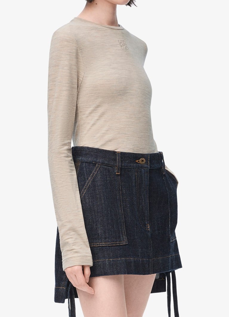 LOEWE Wool long-sleeved shirt with logo embroidery