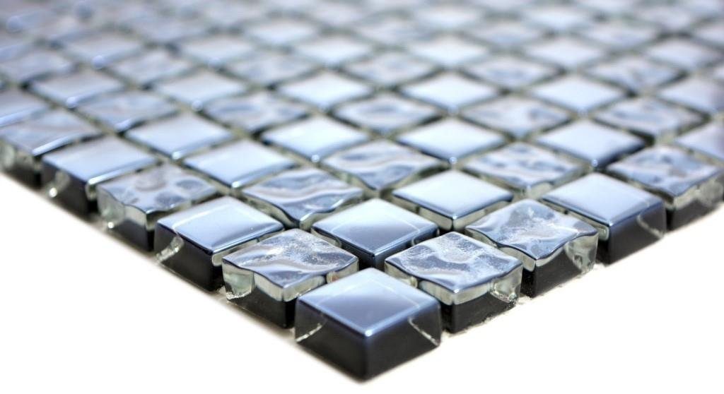 Mosani Mosaikfliesen Glasmosaik Crystal Mosaikfliesen platin glänzend / 10 Matten