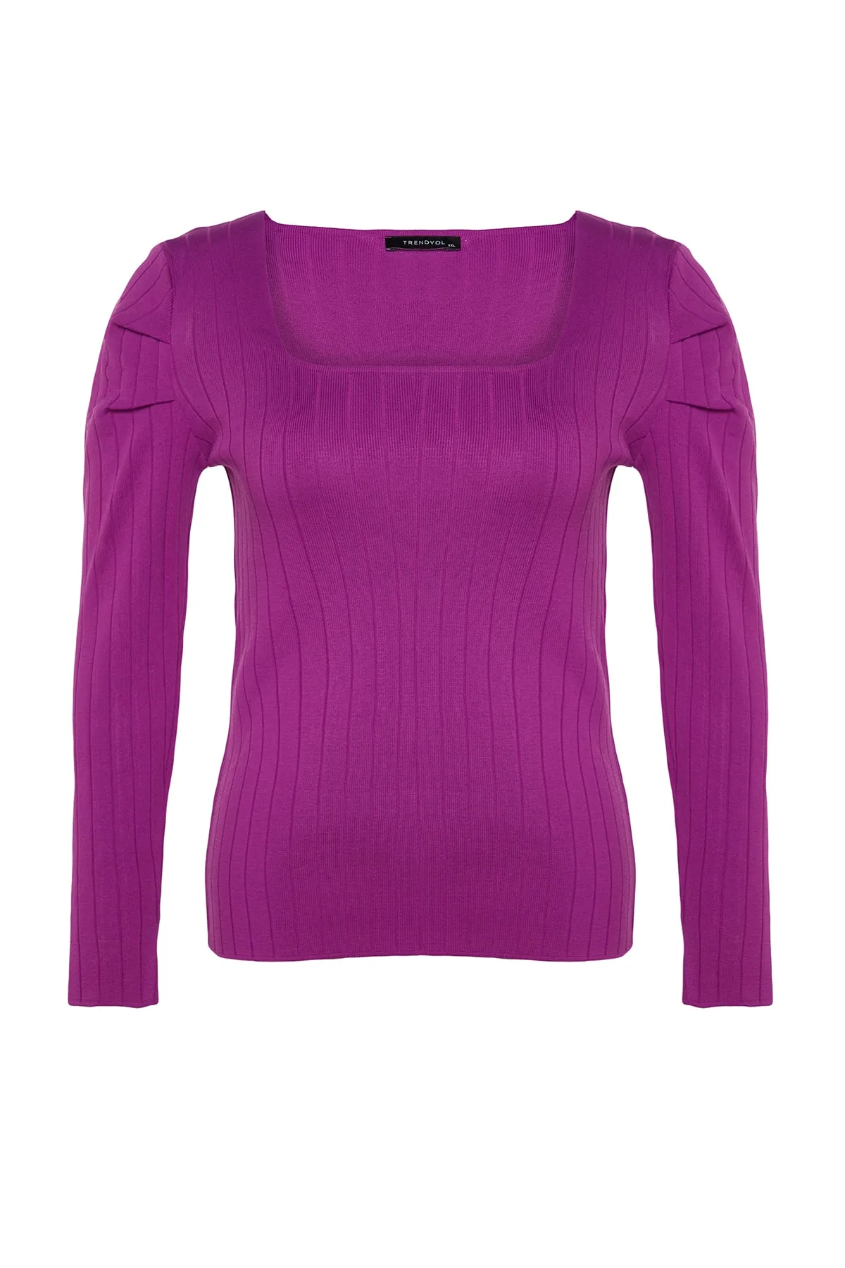 Trendyol Curve  Lila Strickbluse mit Wassermelonenärmeln TBBAW23AF00018