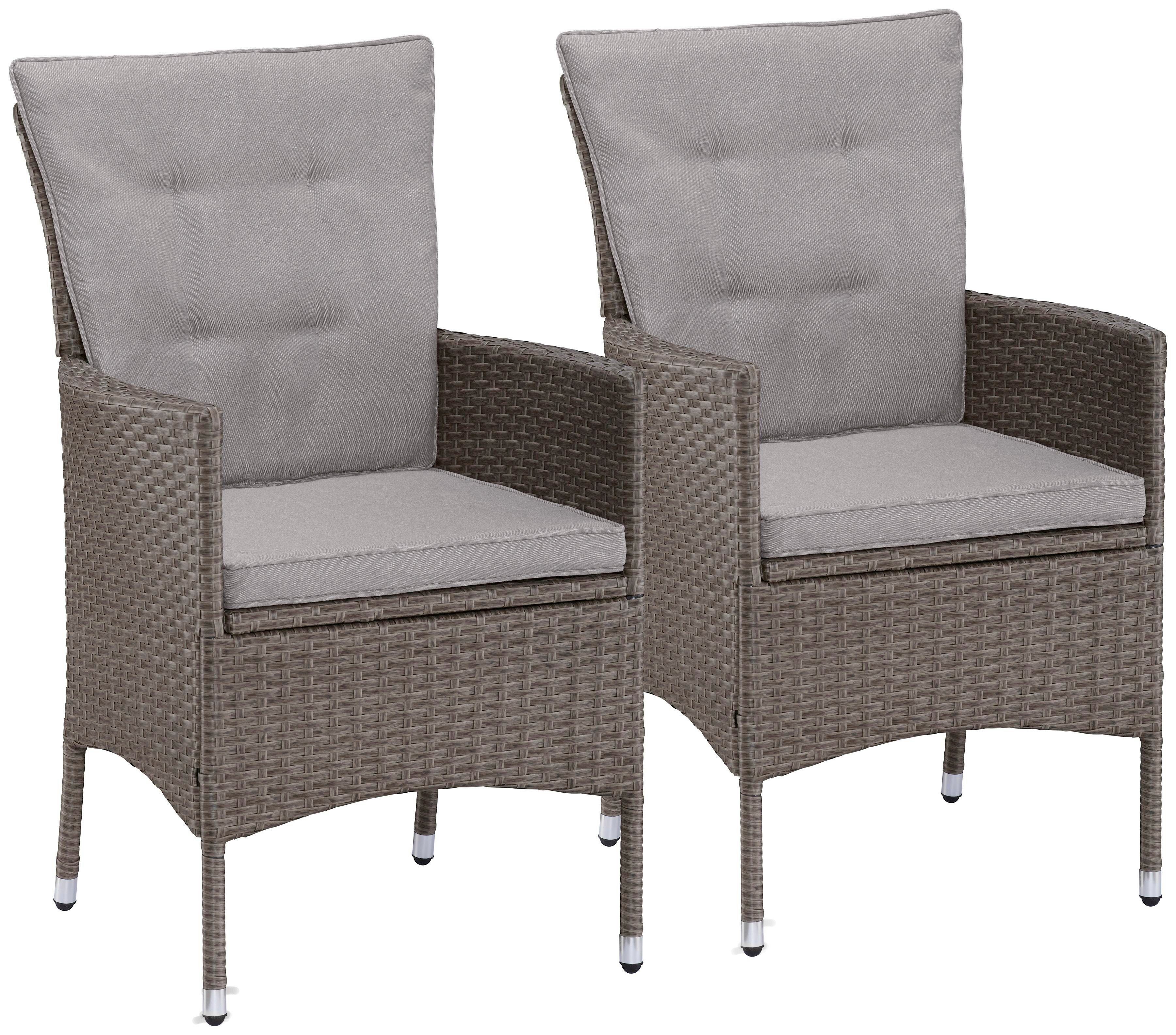 KONIFERA Gartenstuhl Mailand (Set, 2 St), 2er Set, Polyrattan, inkl. Auflage