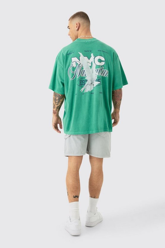 Oversize T-Shirt mit NYC Tauben Print