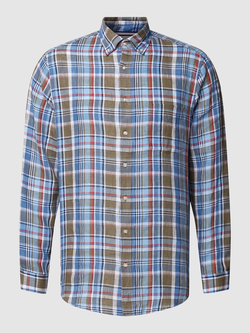 Leinenhemd mit Button-Down-Kragen in khaki
