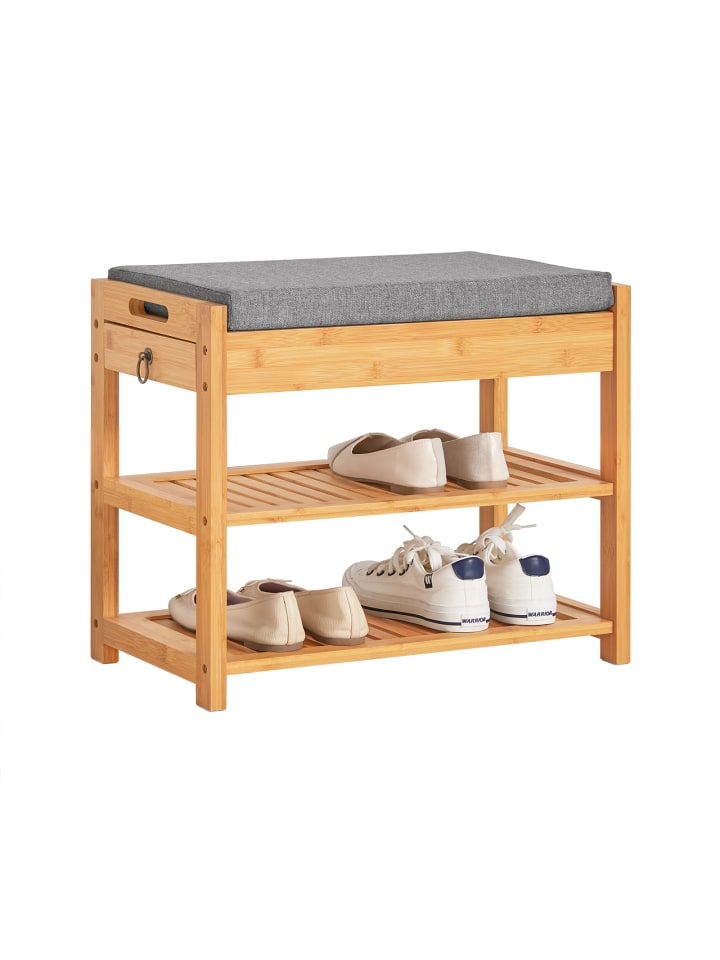 SoBuy Schuhbank in natur und grau - (B)55 x (H)46 x (T)30 cm günstig kaufen onesize