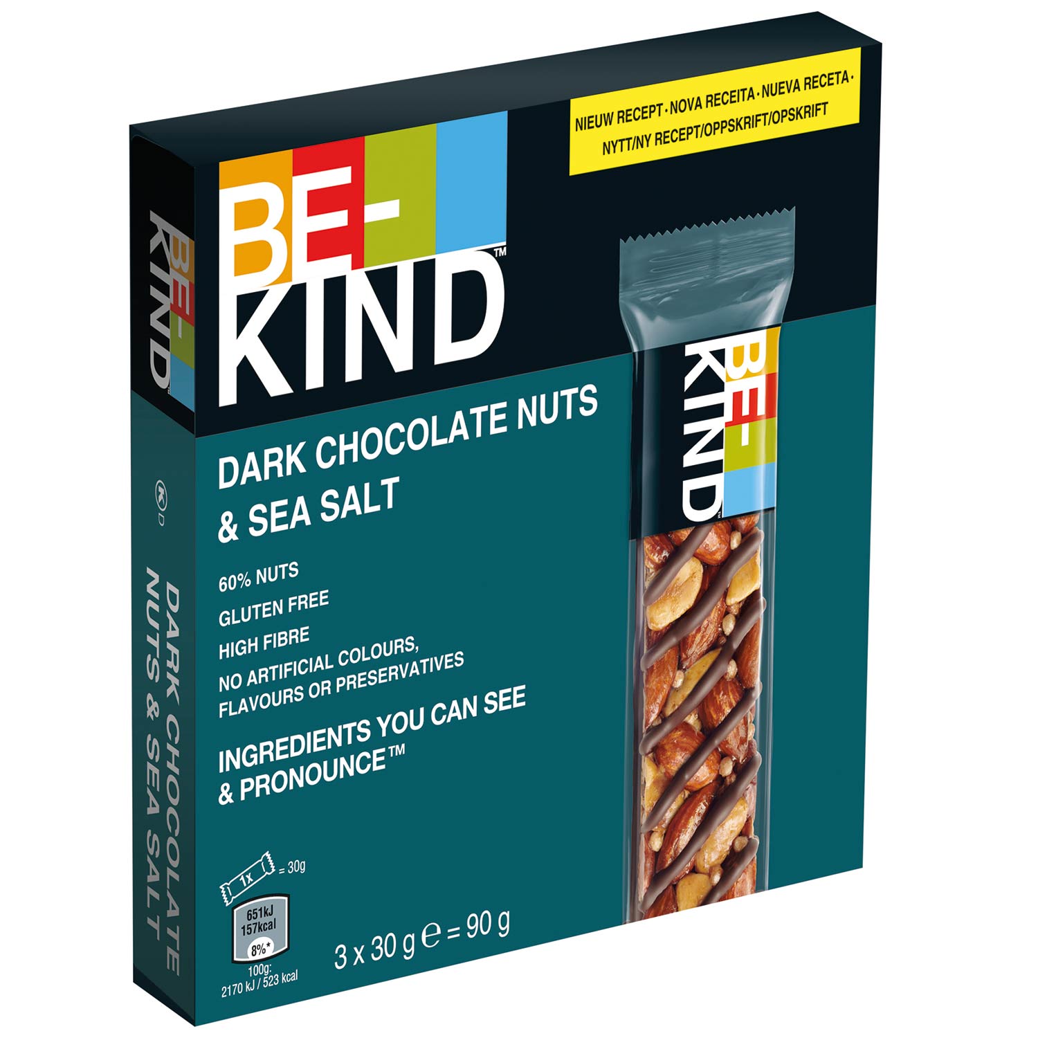 BE-KIND Dark Chocolate Nuts & Sea Salt 3x30g