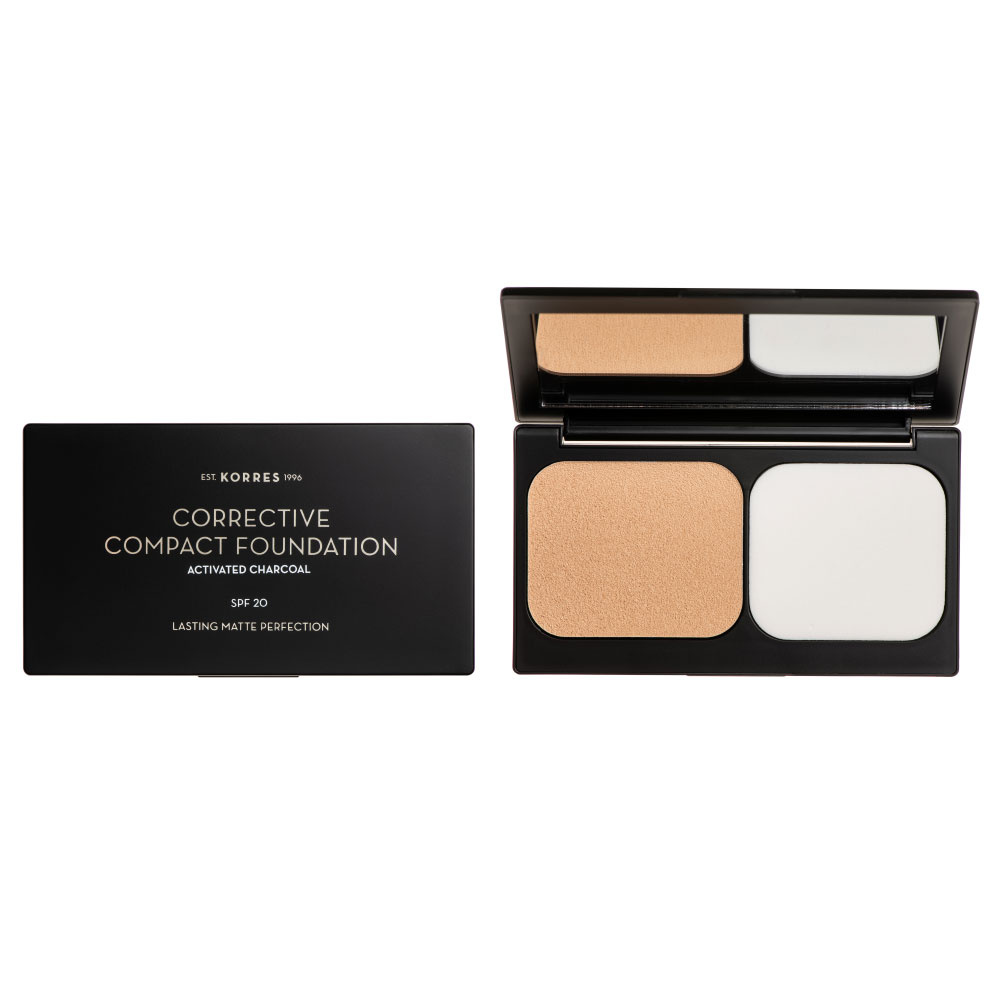 korres Fond de teint compact correcteur, Charbon Actif Spf20, Teinte 1, 30ml FOND DE TEINT