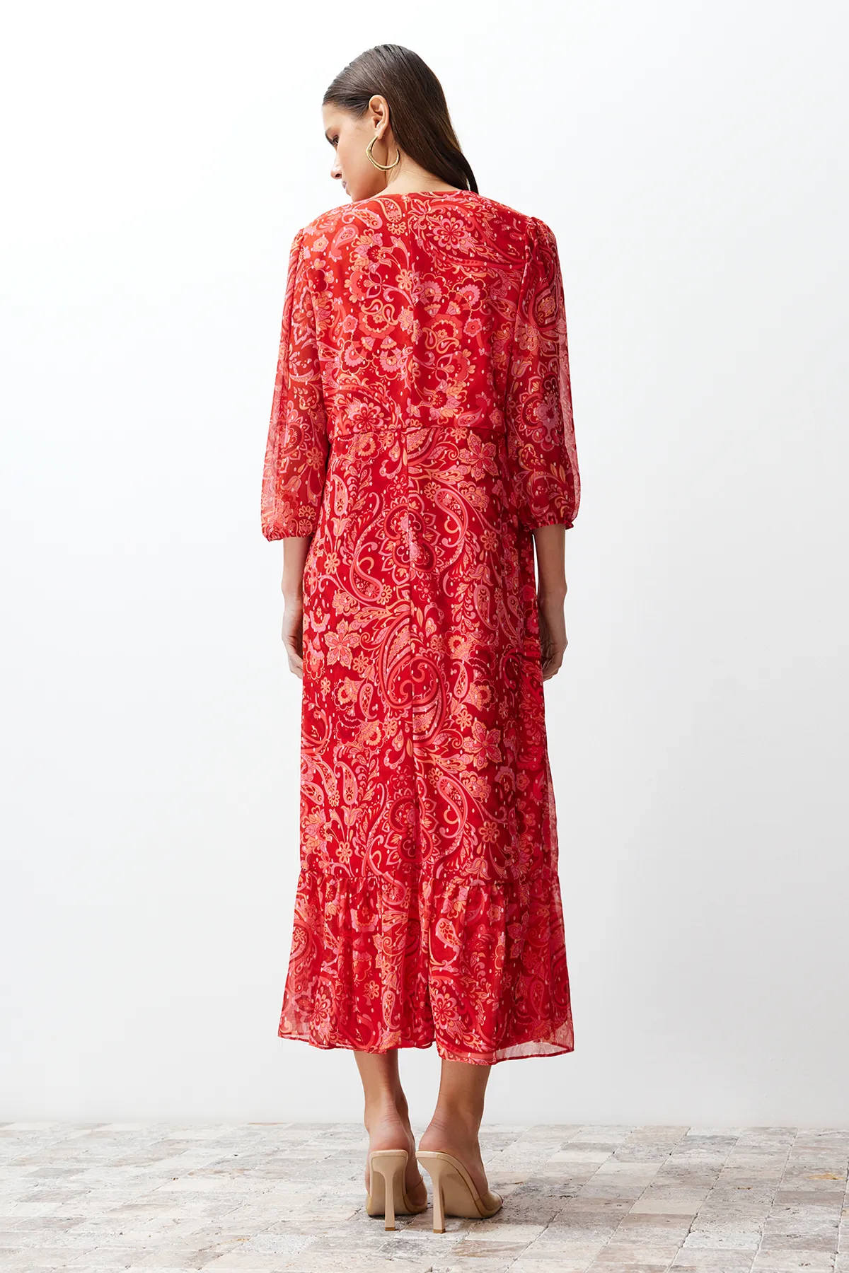 Trendyol Collection  Rosa gewebtes Maxikleid TWOSS24EL00639