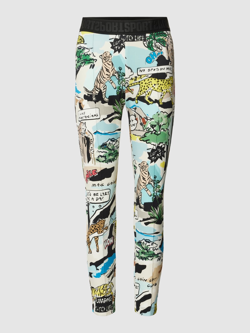 Hose mit Allover-Print in petrol