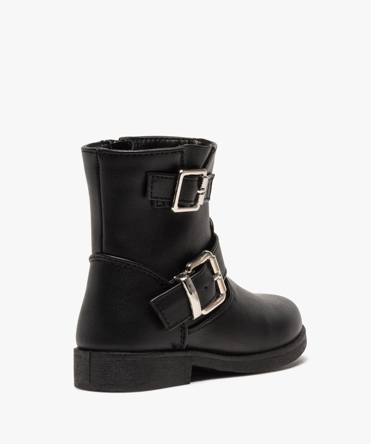 Boots fille unis avec boucles décoratives fermeture zippée noir | GEMO
