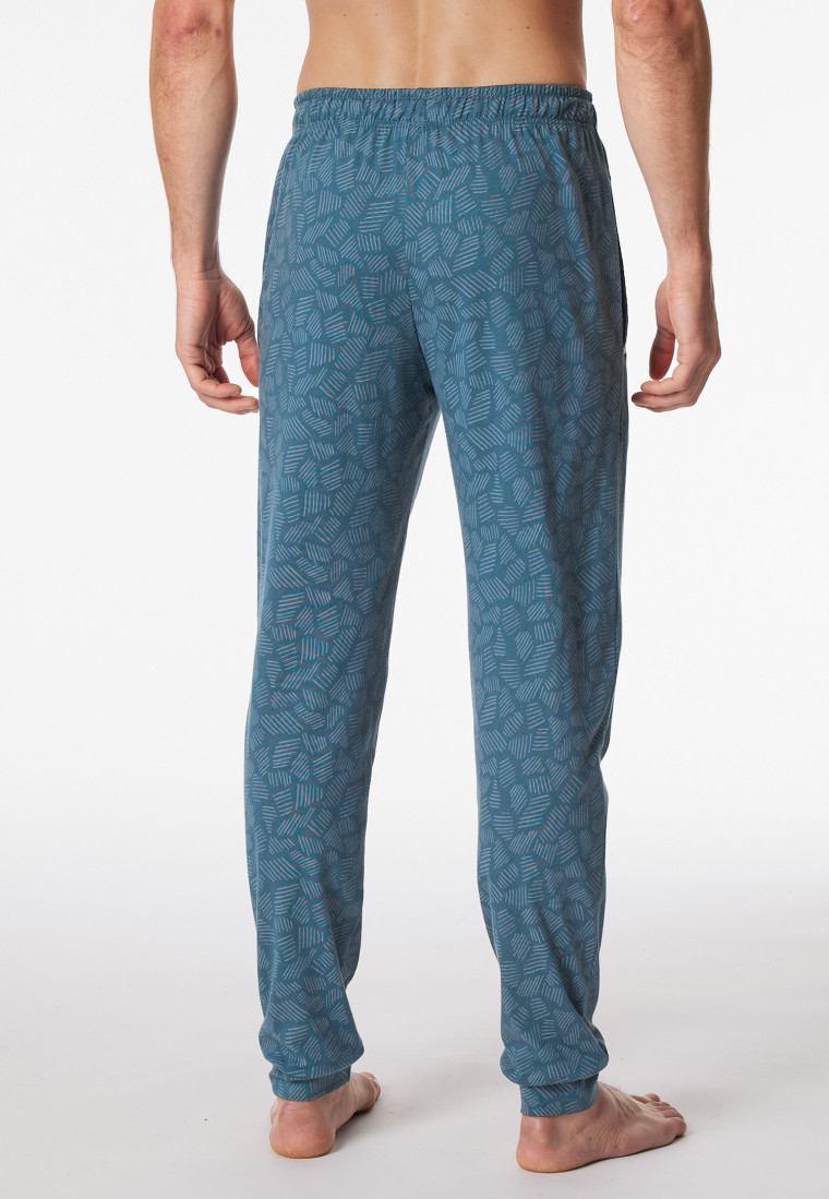 Hose lang Jersey Bündchen jeansblau gemustert - Mix+Relax