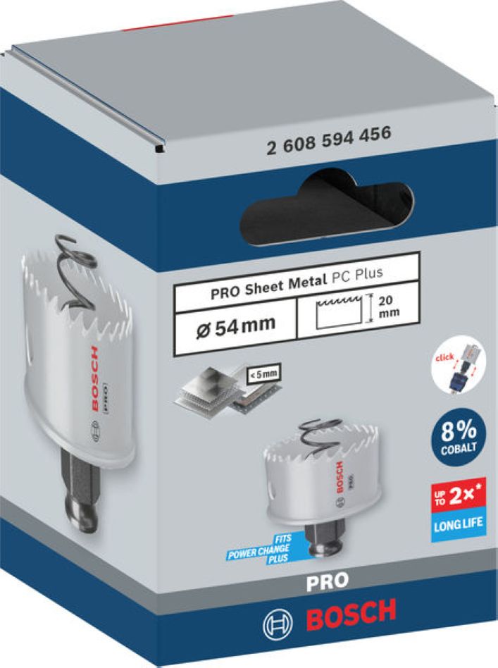 Acessórios Bosch Blue 2608594456 PRO Serra copo para chapa metálica PC Plus 54 mm