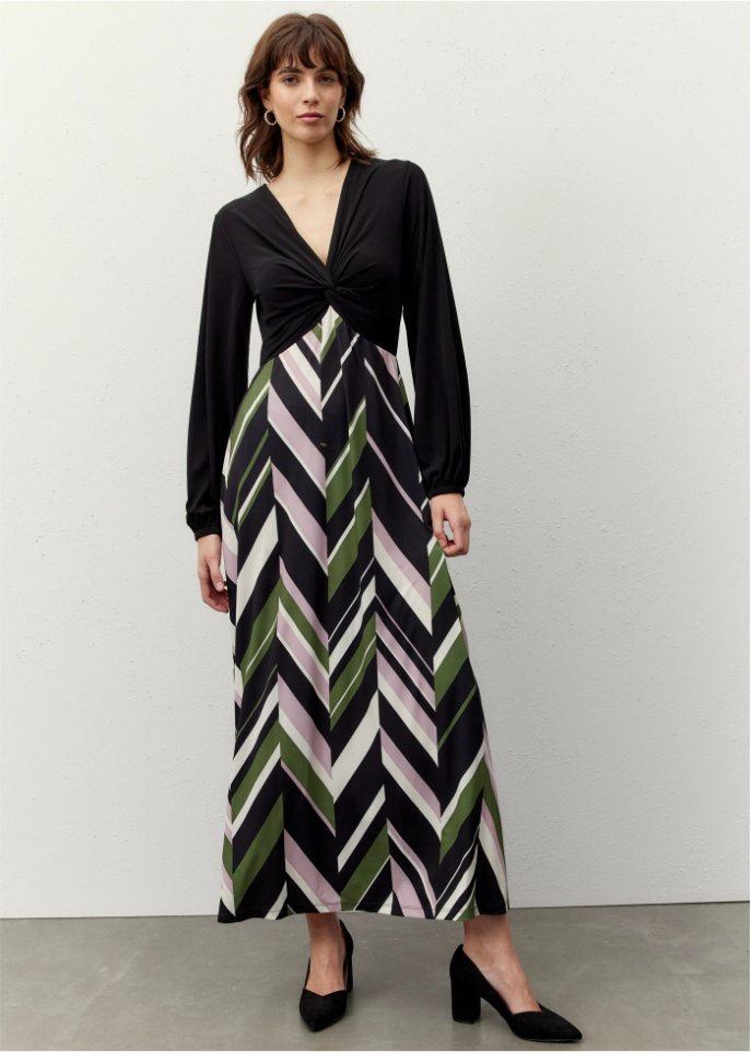 Maxikleid mit bedrucktem Rock aus recyceltem Polyester