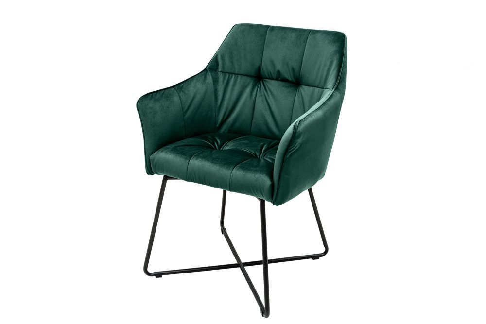 riess-ambiente Polsterstuhl LOFT grün / schwarz (Einzelartikel, 1 St), Esszimmer · Samt · mit Armlehne · Retro