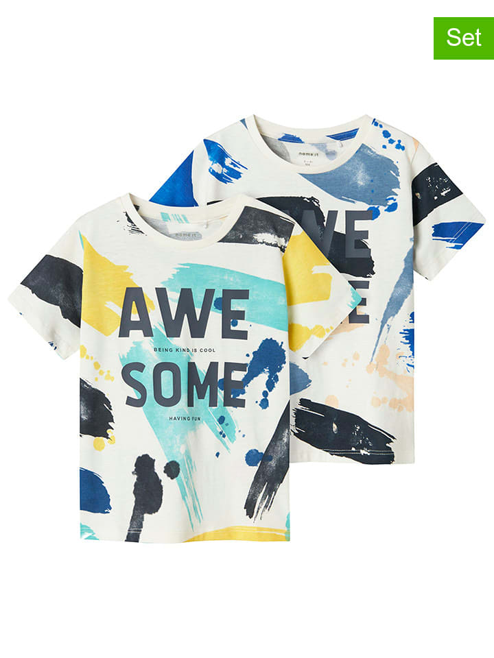 name it 2er-Set: Shirts in Bunt/ Weiß günstig kaufen