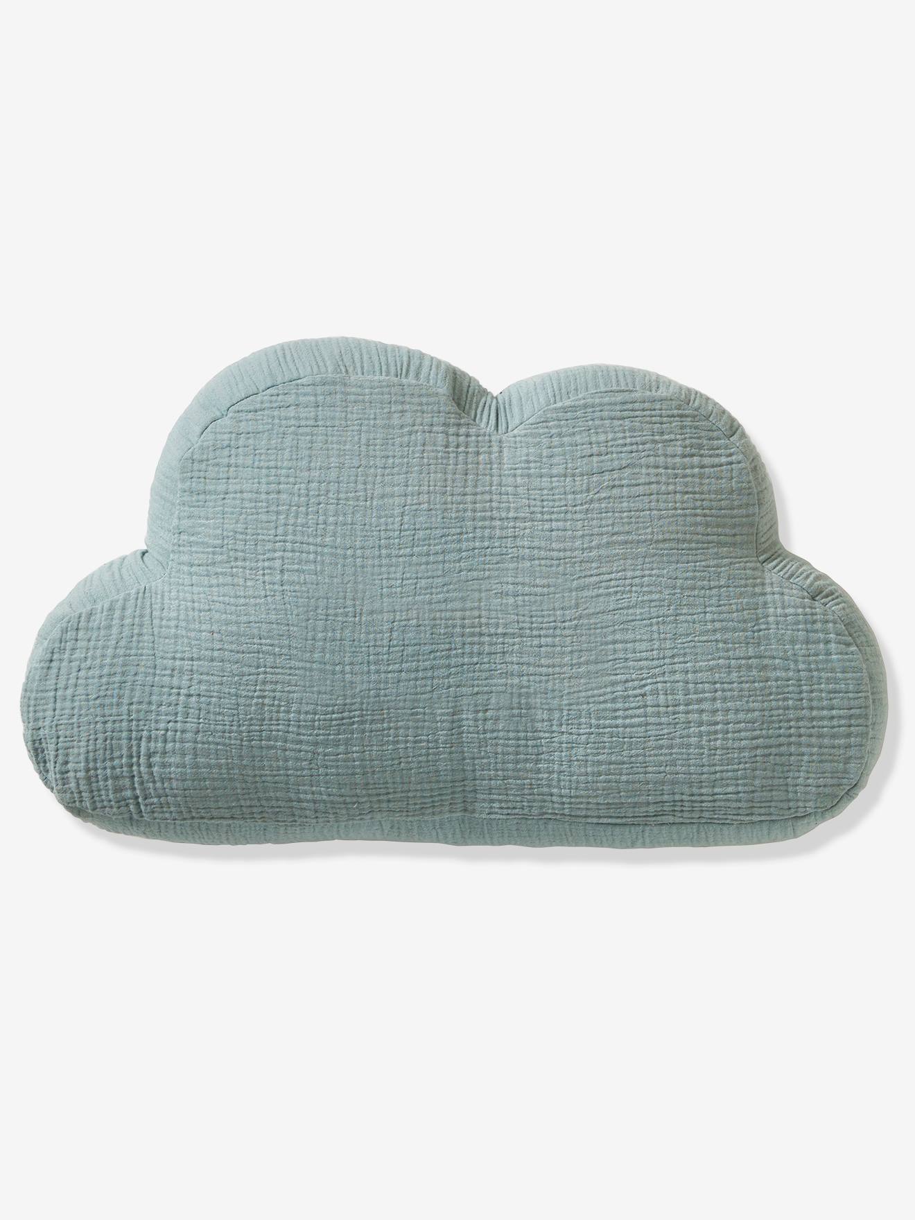 Coussin personnalisable gaze de coton Nuage bleu grisé