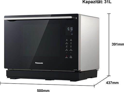 Panasonic Mikrowelle NN-CS89LBGPG, Dampfgarfunktion, Grill und Heißluft, Mikrowelle, 31 l
