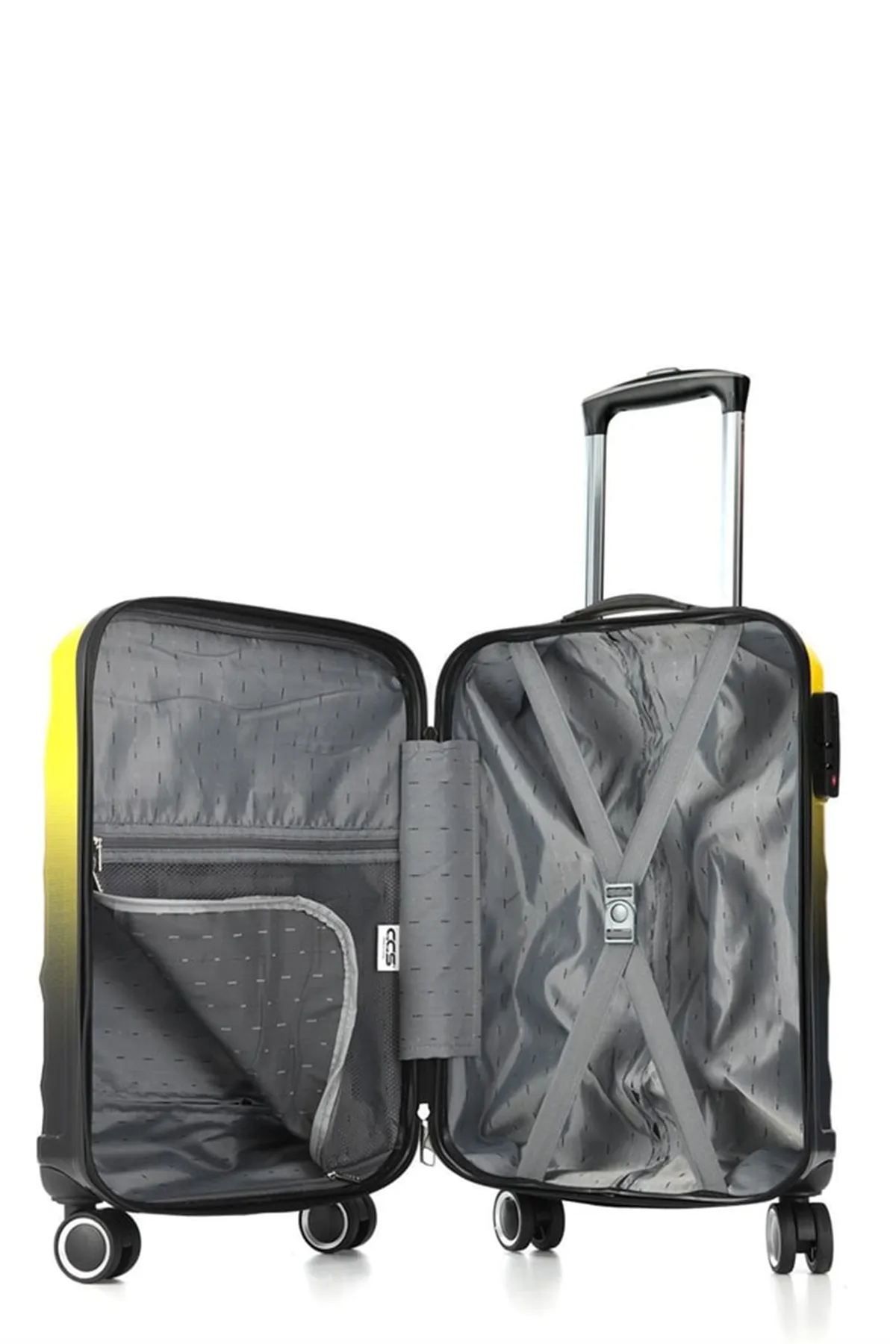 ÇÇS  5226 Handgepäckkoffer aus ABS-Polycarbonat, schwarz-gelb – HEXA
