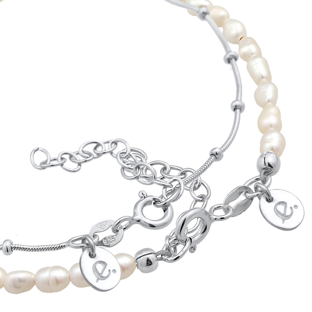 Elli PREMIUM Elli PREMIUM Bracelet Femmes boules de base set de 2 avec perles d'eau douce en a Bracelet