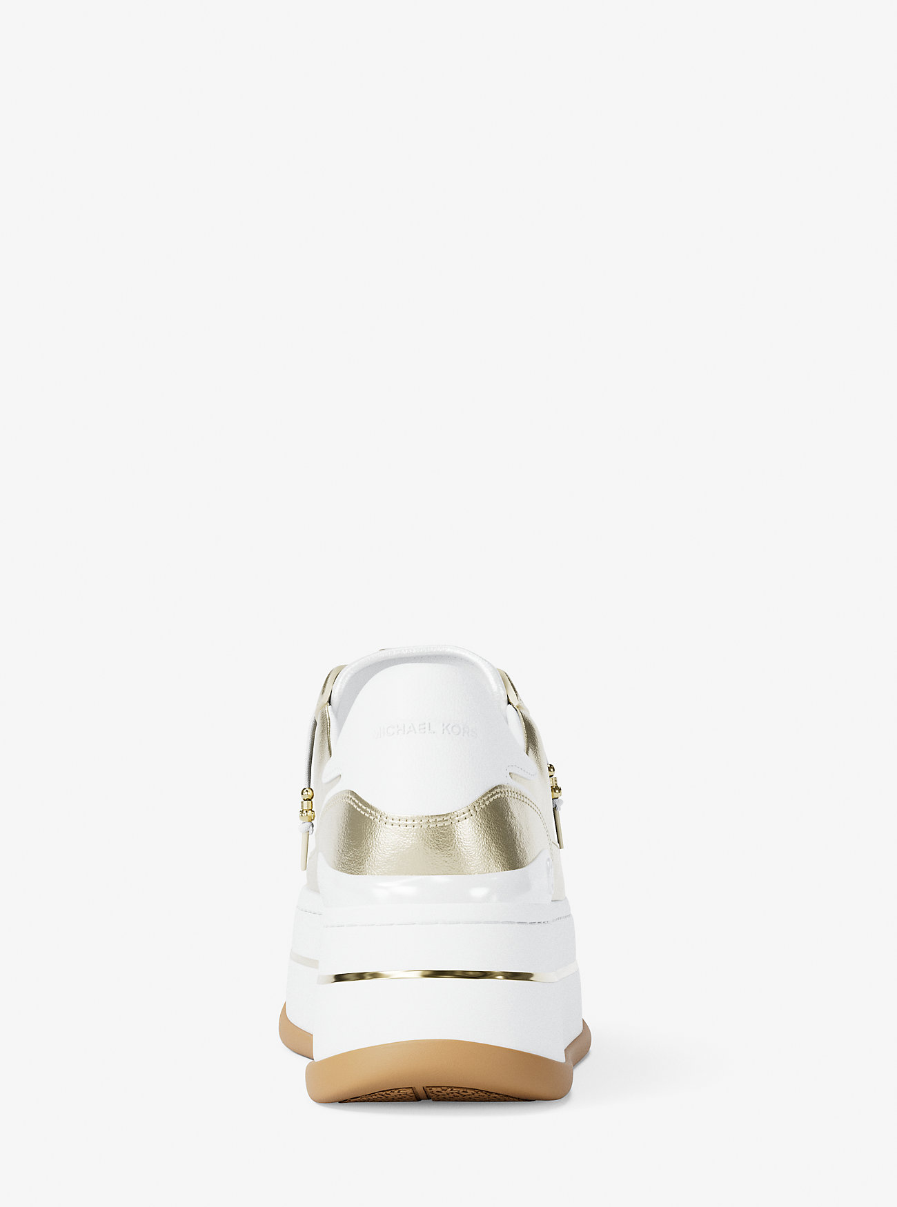 Hayes Embellished Metallic Leather Platform Sneaker - PALE GOLD