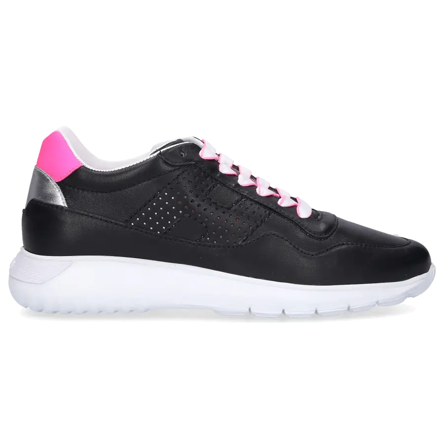 Hogan - Sneaker low H371 INTERACTIVE 3 Kalbsleder Logo rosa schwarz - schwarz