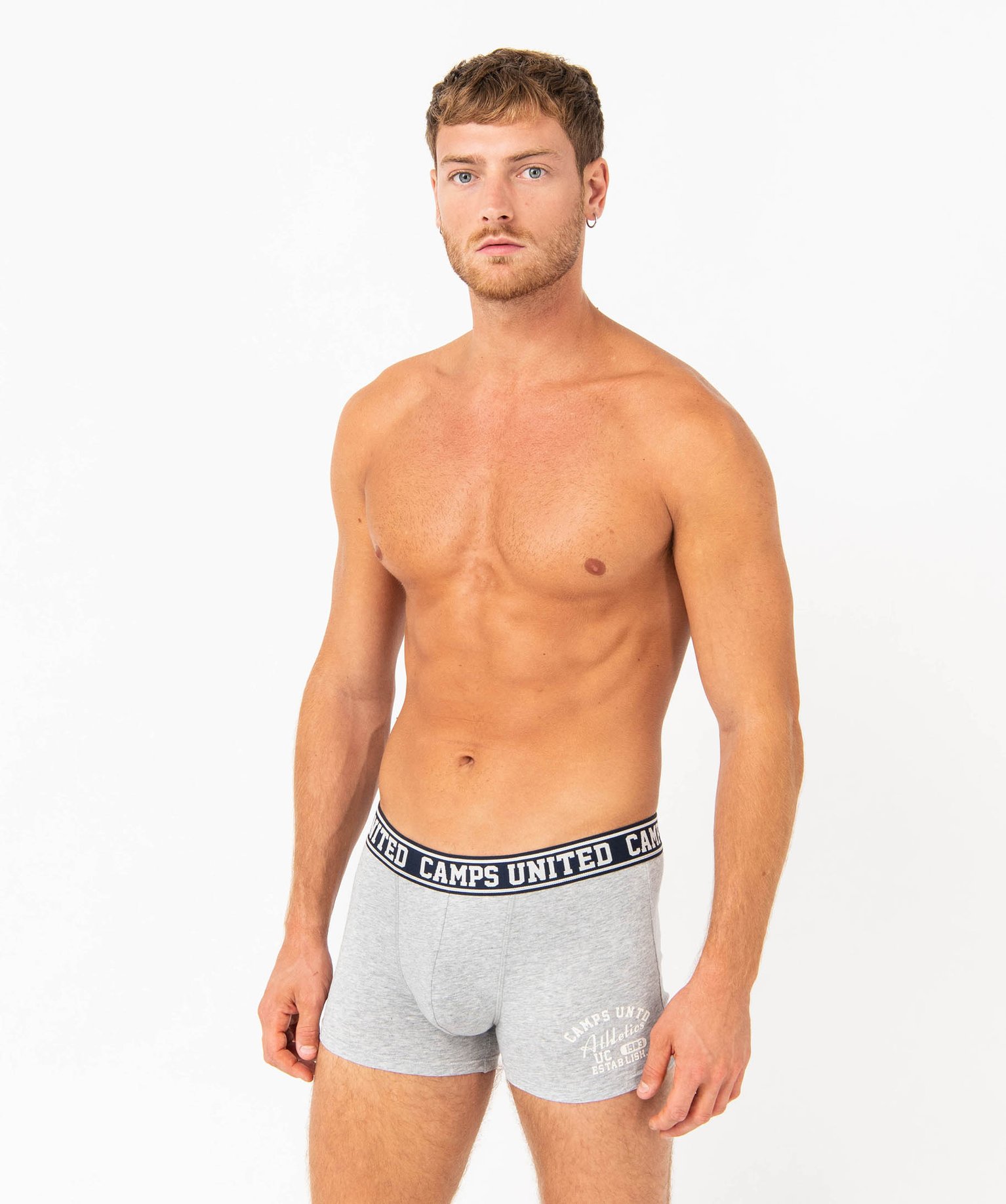 Boxer en coton extensible imprimé homme - Camps United gris | GEMO