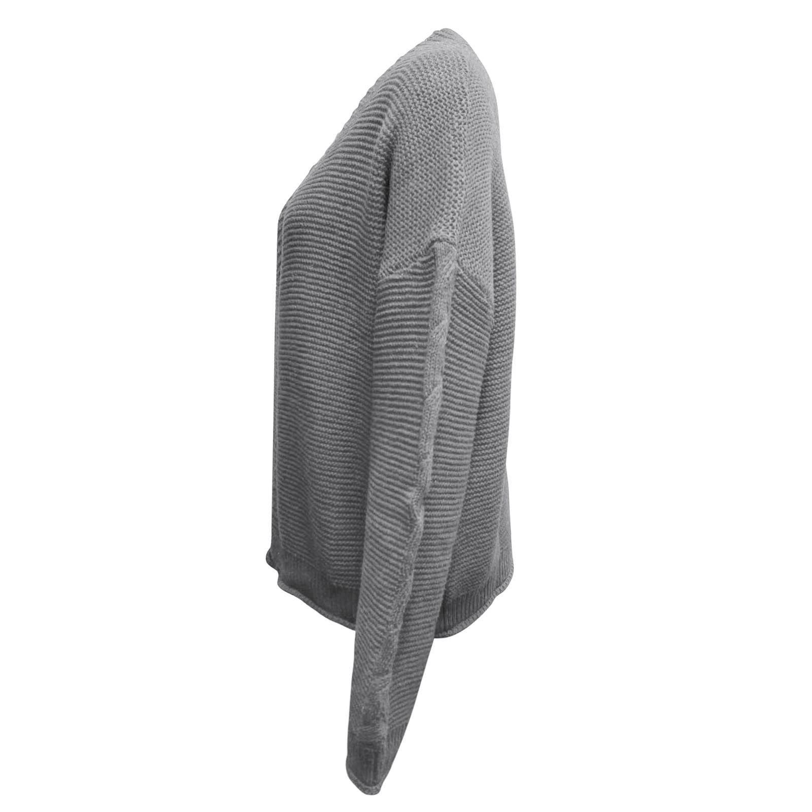 Welikera Strickmantel Damen-Strickjacke mit langen Ärmeln, vielseitiges Grau