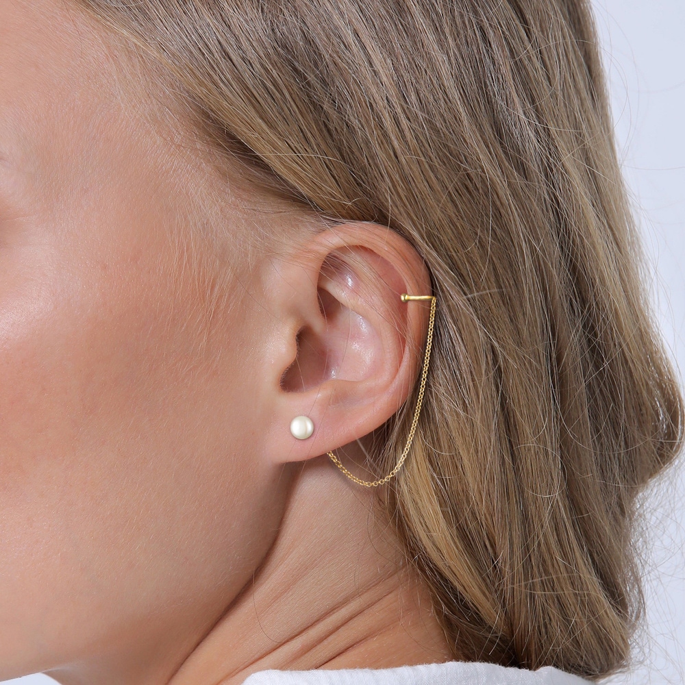 Elli Elli Boucles d'Oreilles Femmes Earcuff Collier de serrage avec perle d'eau douce  Boucles d'oreilles